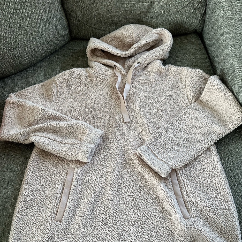 Abercrombie & Fitch Soft A&F Sherpa Fleece Hoodie Blush Pink Size L